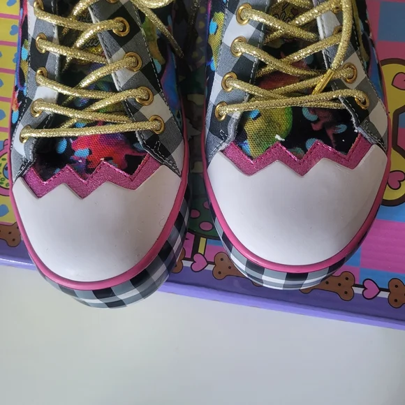 Irregular Choice Gingham Surprise Dino Sneakers, VGUC, Size 36 - Picture 9 of 12